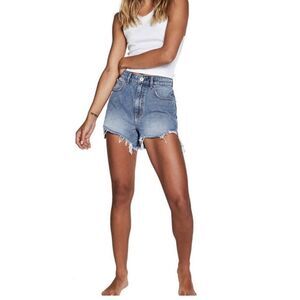 Cotton:On High Rise Ripped Five Pocket Light Wash Shorts Size 12